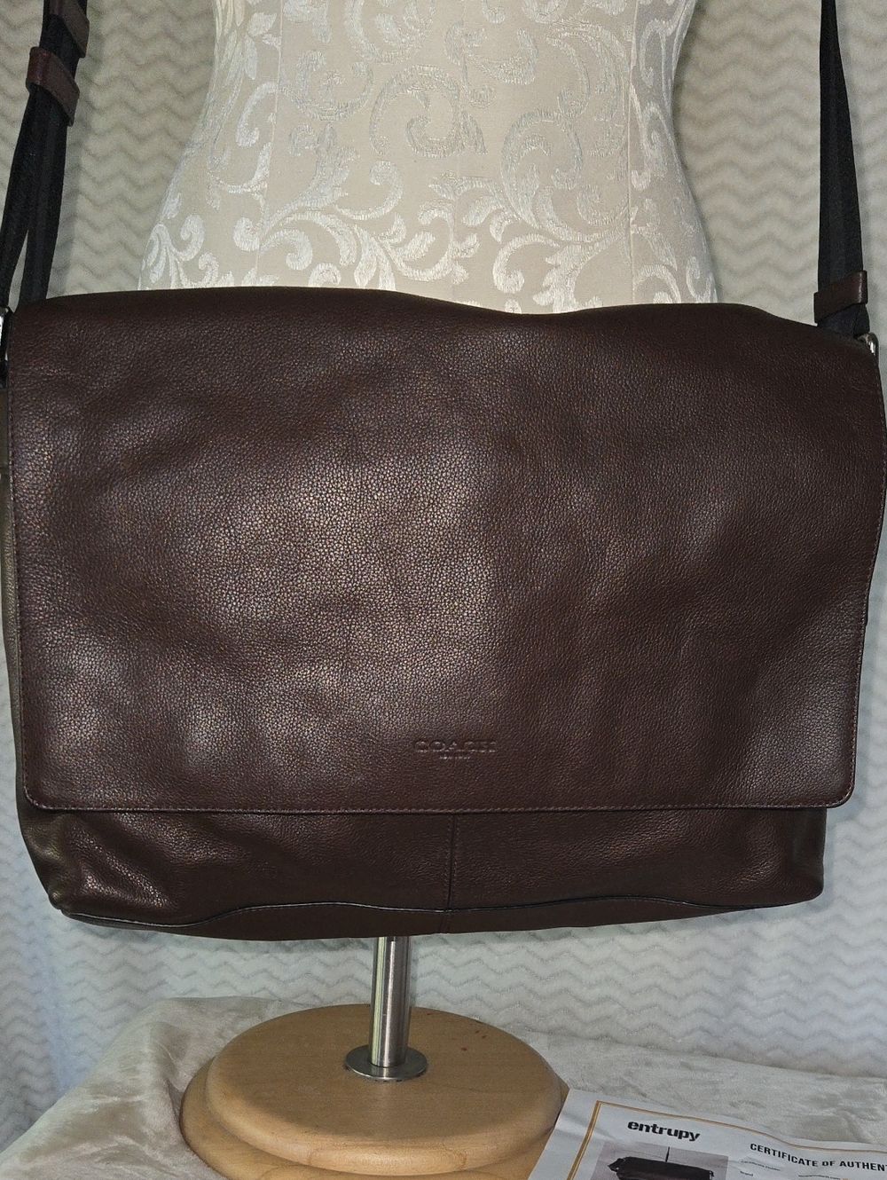 Coach Dark Brown Leather Messenger Bag